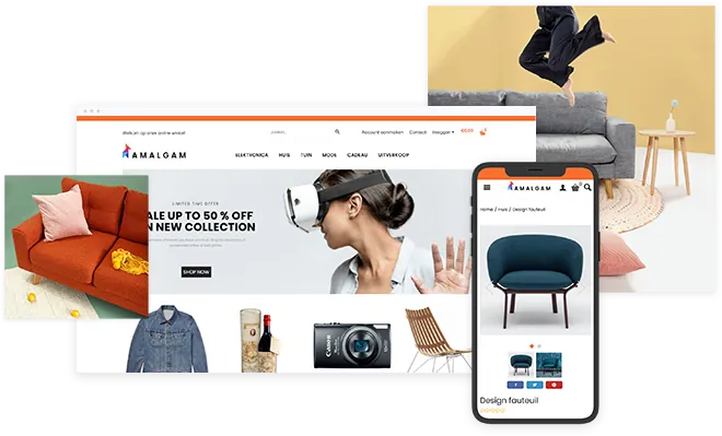 Unieke webshop ontwerpen met design en lay-out van Shoptrader