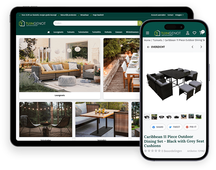 Voorbeelden van responsive Shoptrader webshop templates