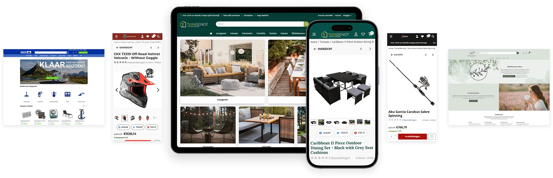 Voorbeelden van responsive Shoptrader webshop templates